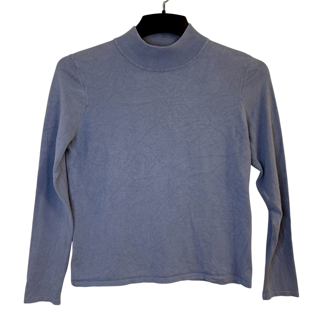 Pendleton Silk blend Womens S sweater blue Mock Neck minimalist office modest